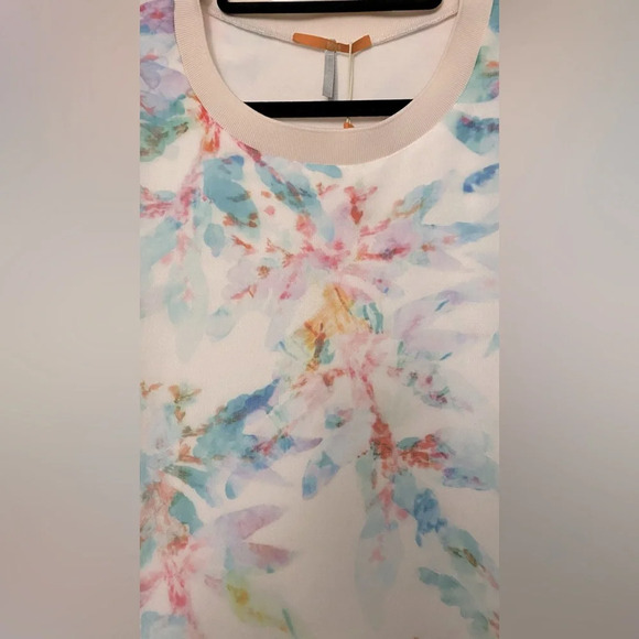 NWT Hugo Boss Orange Kaflowy Semi-Sheer Watercolor Shirt in Cream Size 4 - Picture 5 of 10
